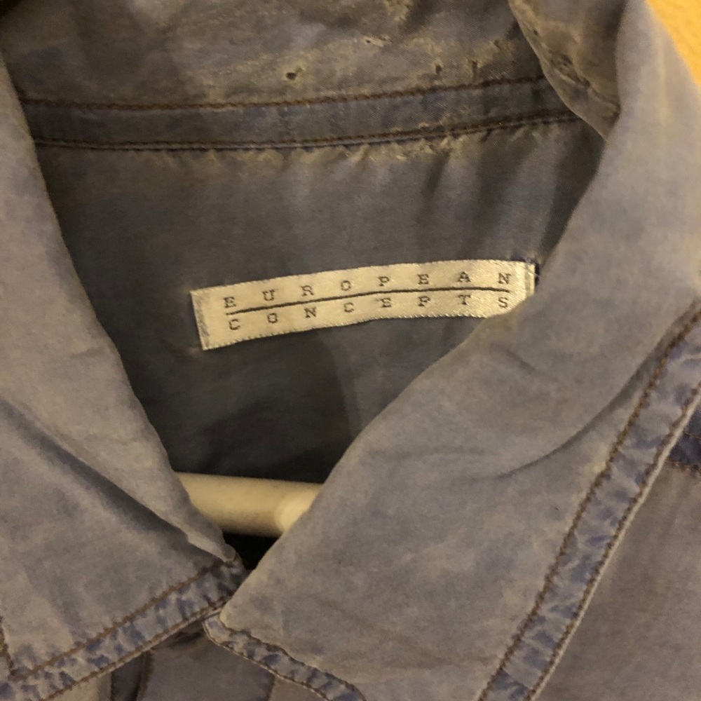 European Concepts Blue Silk Shirt Button Down